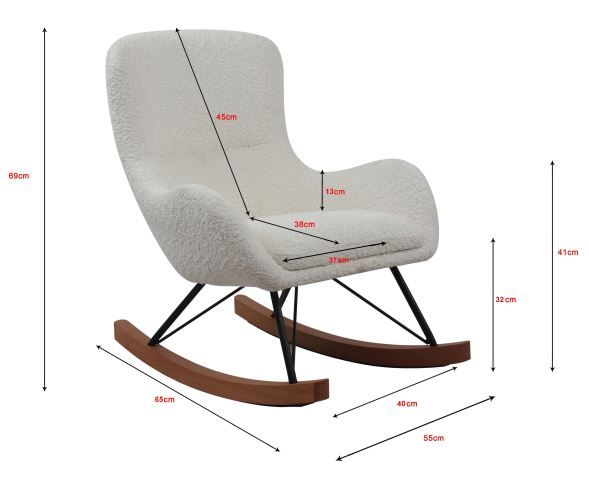 VIPACK - Chaise À Bascule Mini ROCKY Bouclé Beige