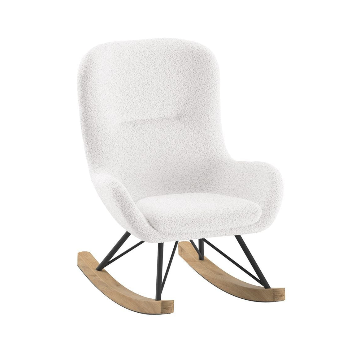 VIPACK - Chaise À Bascule Mini ROCKY Bouclé Blanc