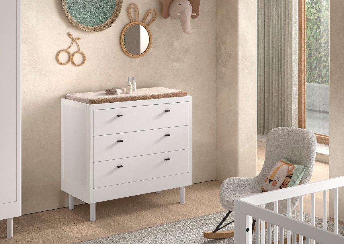 VIPACK-Commode À 3 Tiroirs Forrest – En Hêtre Blanc