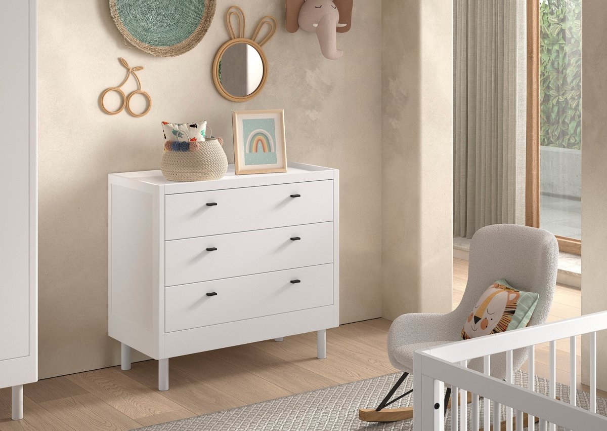 VIPACK-Commode À 3 Tiroirs Forrest – En Hêtre Blanc