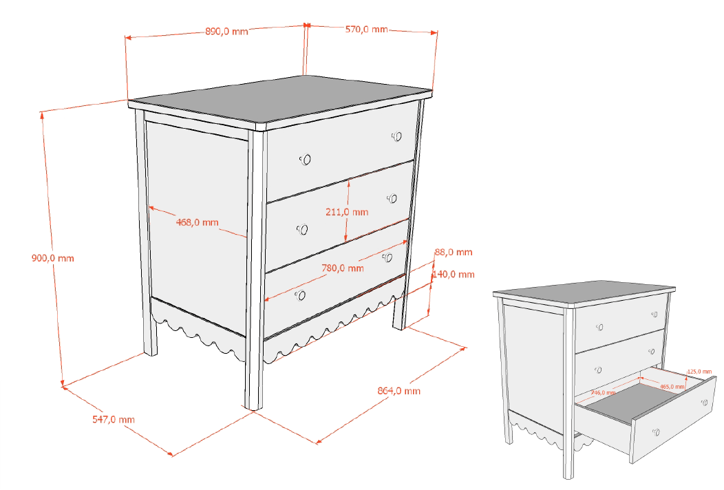 VIPACK-Commode À 3 Tiroirs Swingo – Argile