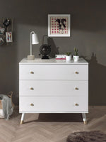 VIPACK - Commode BILLY 3 Tiroirs Blanc Satiné