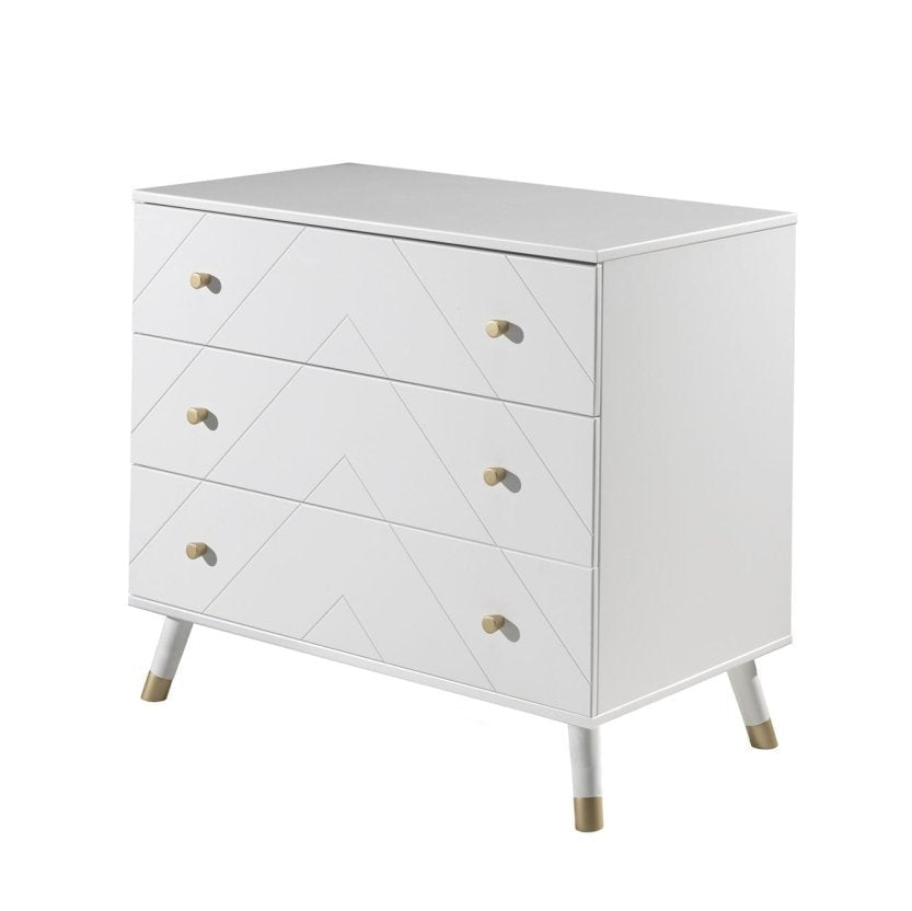 VIPACK - Commode BILLY 3 Tiroirs Blanc Satiné