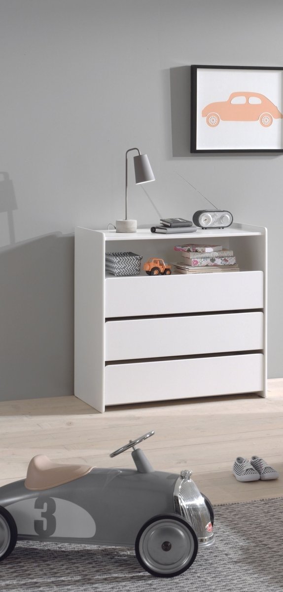 VIPACK - Commode KIDDY 3 Tirroirs Blanc