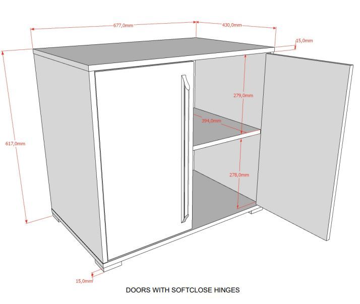VIPACK - Commode SAM 2 Portes Pour Lit Mi - Hauteur Blanc