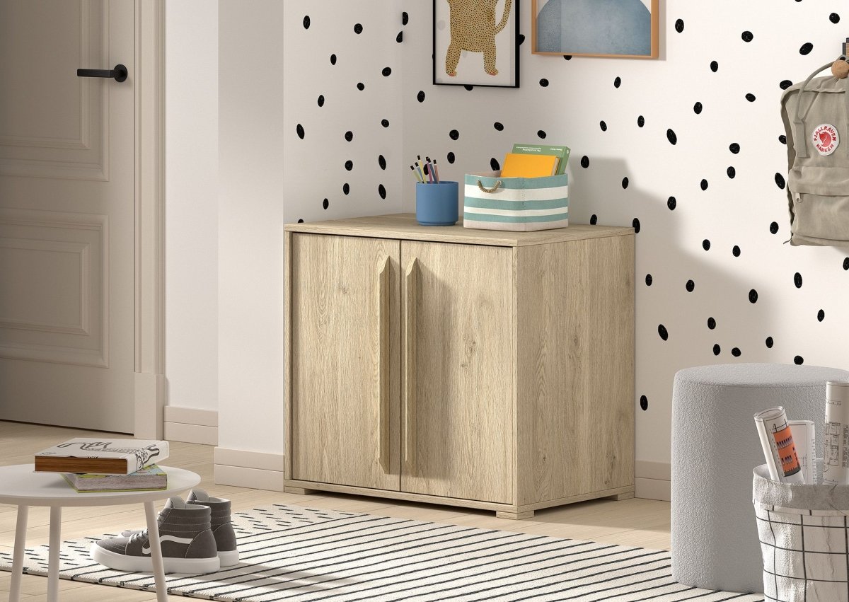 VIPACK - Commode SAM 2 Portes Pour Lit Mi - Hauteur Chêne