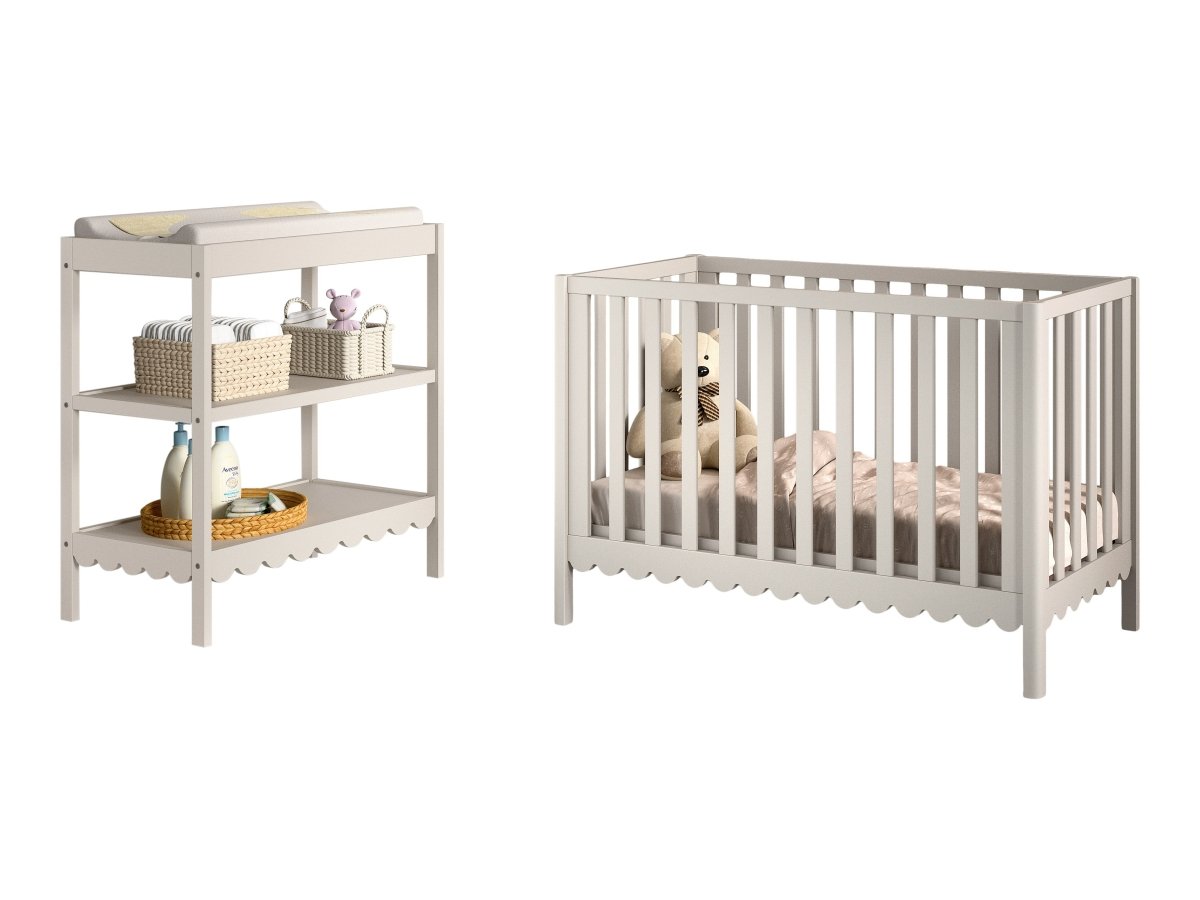 VIPACK-Ensemble Lit Bébé + Table À Langer + Lit Swingo – 60 x 120 Cm – Argile