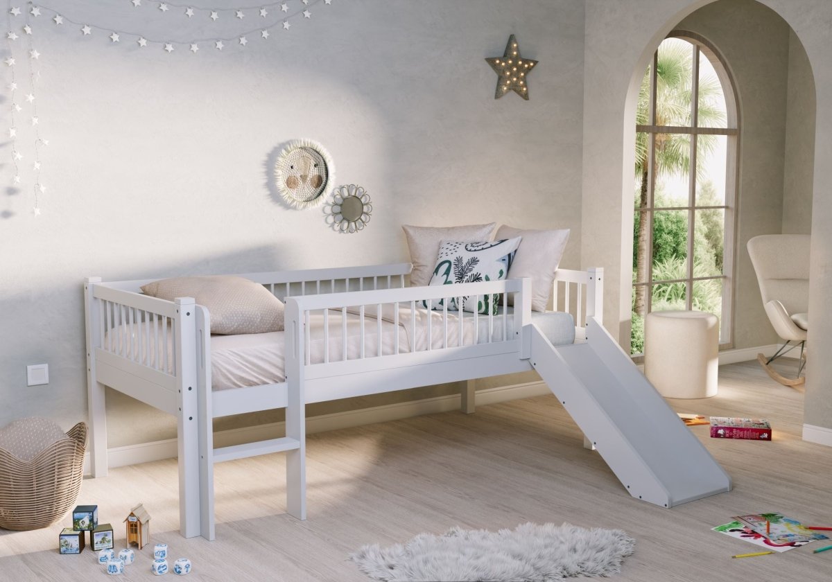 VIPACK-Ensemble Lit Mi-Hauteur + Tiroir De Rangement Forrest – 90 x 200 Cm – Blanc
