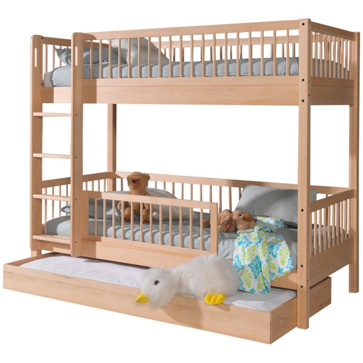VIPACK-Ensemble Lit Superposé + Lit + Barrière De Sécurité + Tiroir De Rangement Forrest – 90 x 200 Cm