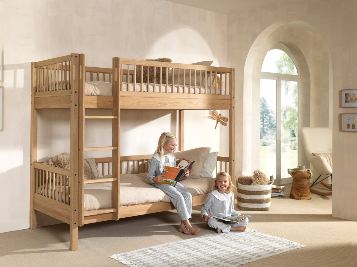 VIPACK-Ensemble Lit Superposé + Lit + Barrière De Sécurité + Tiroir De Rangement Forrest – 90 x 200 Cm – En Chêne