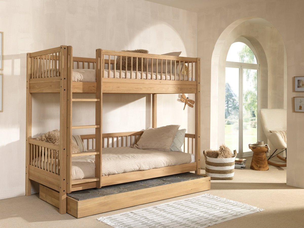 VIPACK-Ensemble Lit Superposé + Lit + Tiroir De Rangement Forrest – 90 x 200 Cm – En Chêne