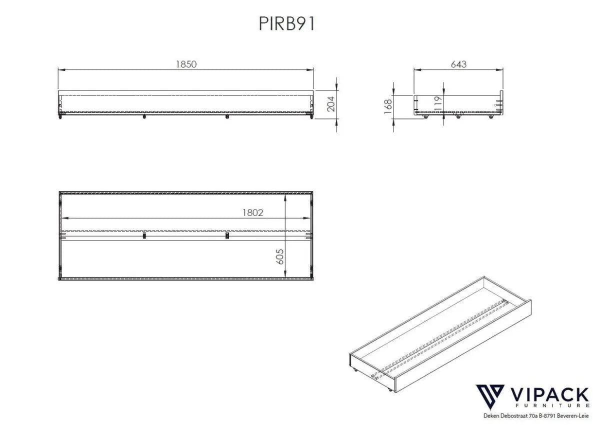 VIPACK - Lit Amouvable (93) 90 X 200 cm PINO / SCOTT Blanc