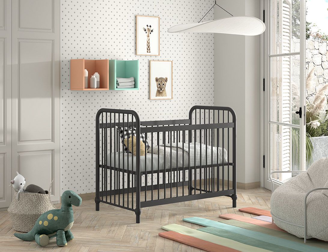 VIPACK - Lit Bébé BRONXX 60x120 cm Noir