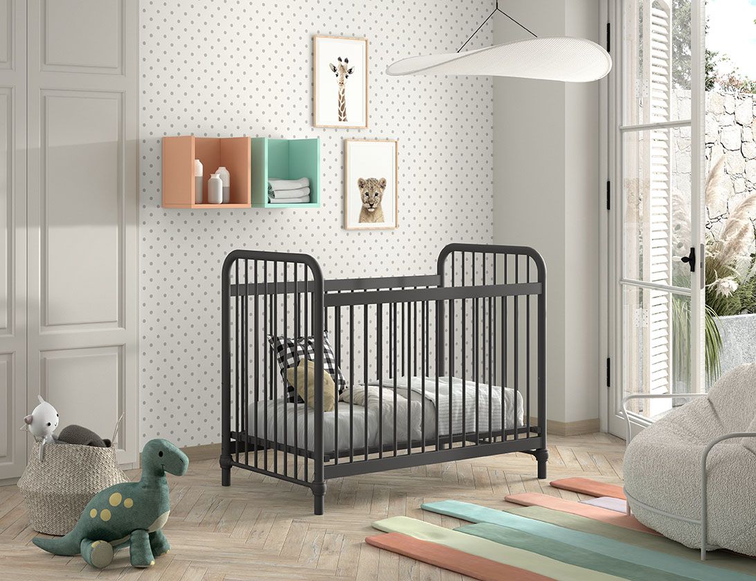 VIPACK - Lit Bébé BRONXX 60x120 cm Noir