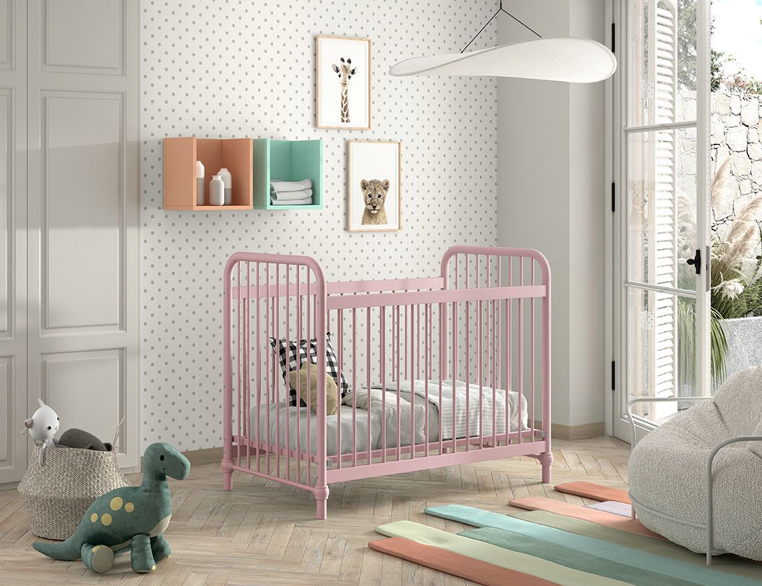 VIPACK - Lit Bébé BRONXX 60x120 cm Rose