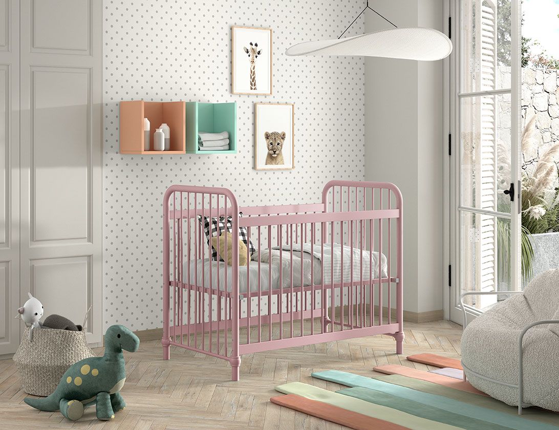 VIPACK - Lit Bébé BRONXX 60x120 cm Rose
