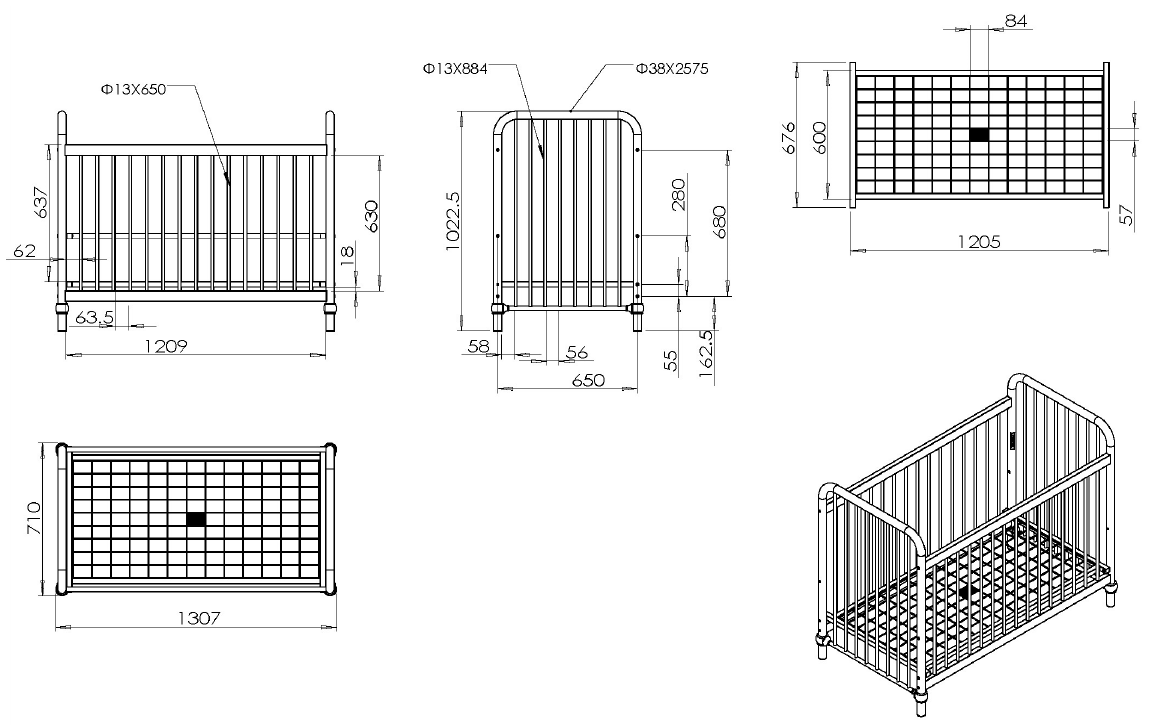 VIPACK - Lit Bébé BRONXX 60x120 cm Vert