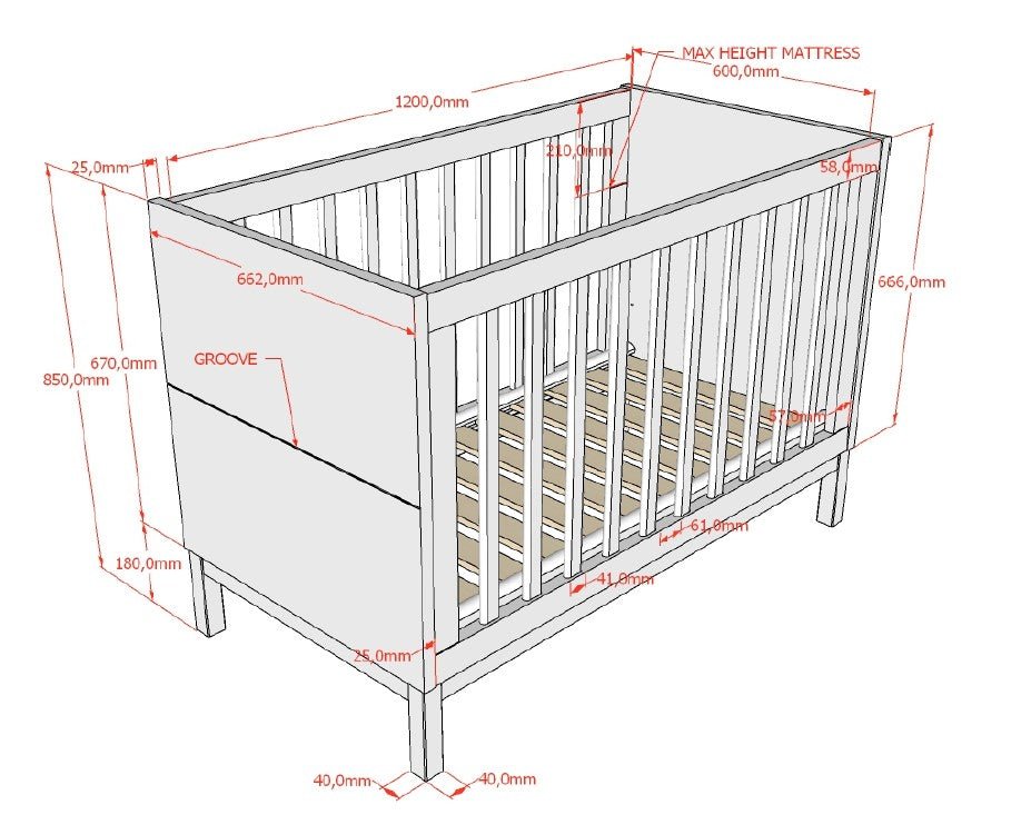 VIPACK-Lit Bébé Eva – 60 x 120 Cm – Blanc