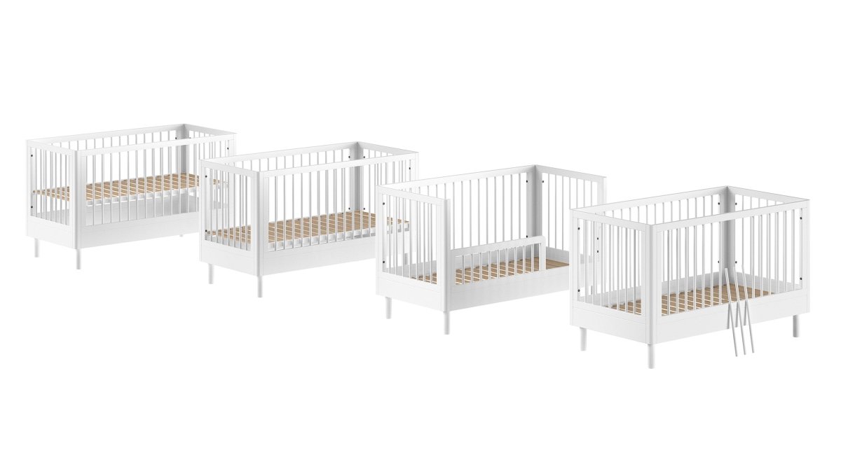 VIPACK-Lit Bébé Évolutif Forrest – 70 x 140 Cm – En Hêtre Blanc