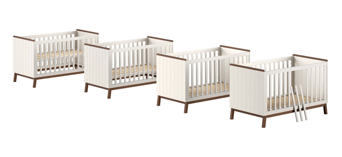 VIPACK-Lit Bébé Évolutif Sezane – 70 x 140 Cm – Argile Et Noyer