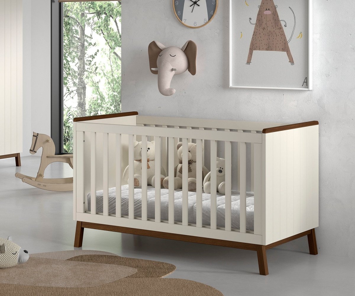VIPACK-Lit Bébé Évolutif Sezane – 70 x 140 Cm – Argile Et Noyer
