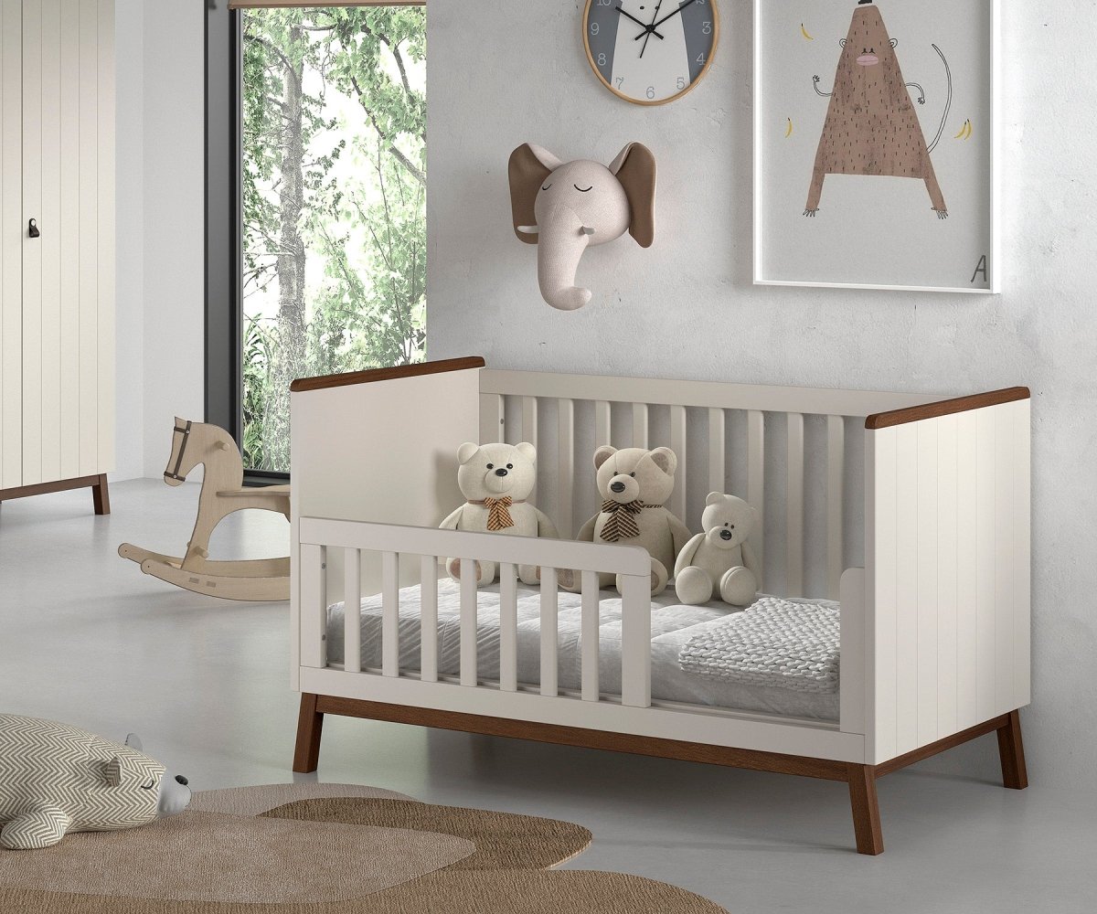 VIPACK-Lit Bébé Évolutif Sezane – 70 x 140 Cm – Argile Et Noyer