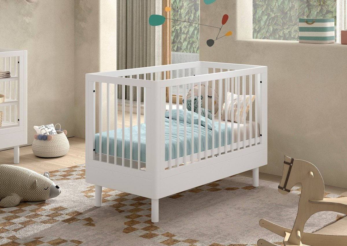 VIPACK-Lit Bébé Forrest – 60 x 120 Cm – En Hêtre Blanc
