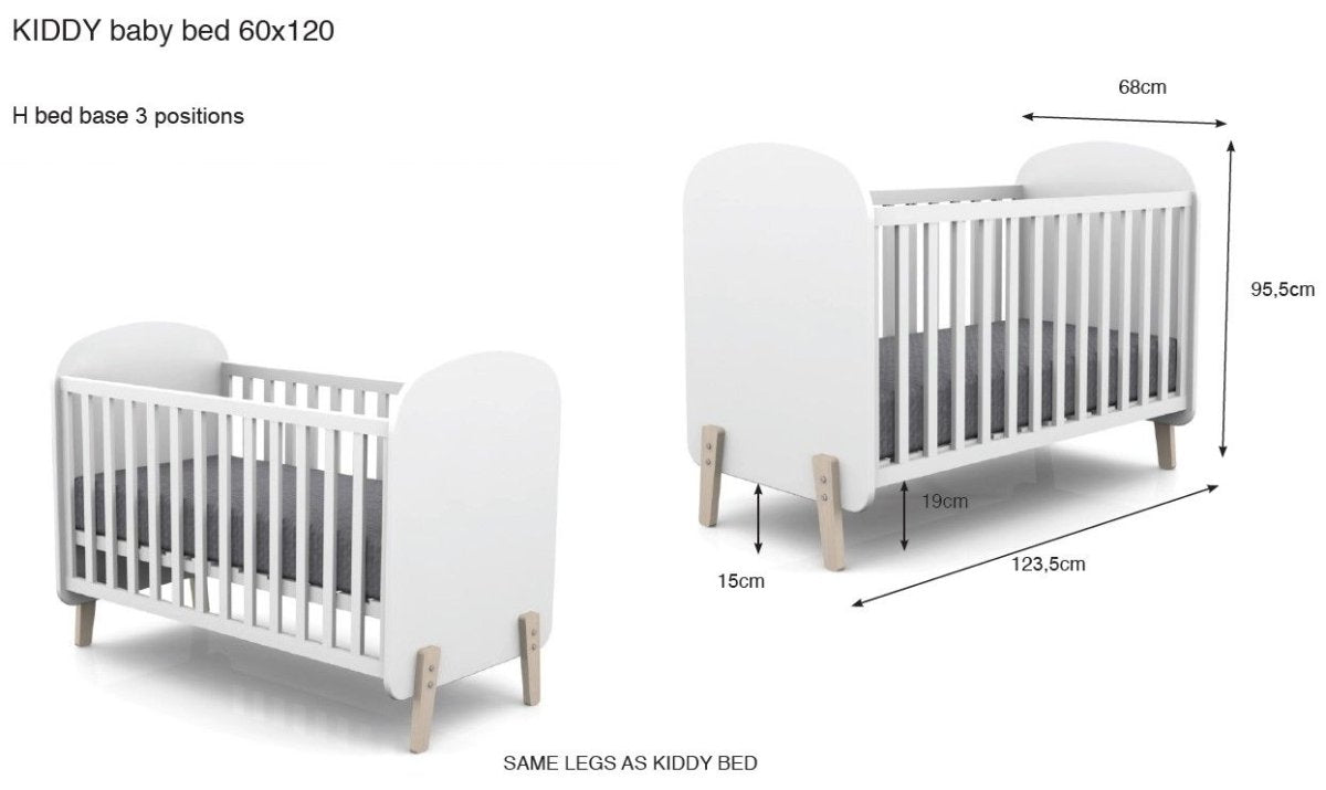 VIPACK - Lit Bébé KIDDY 60x120cm Blanc