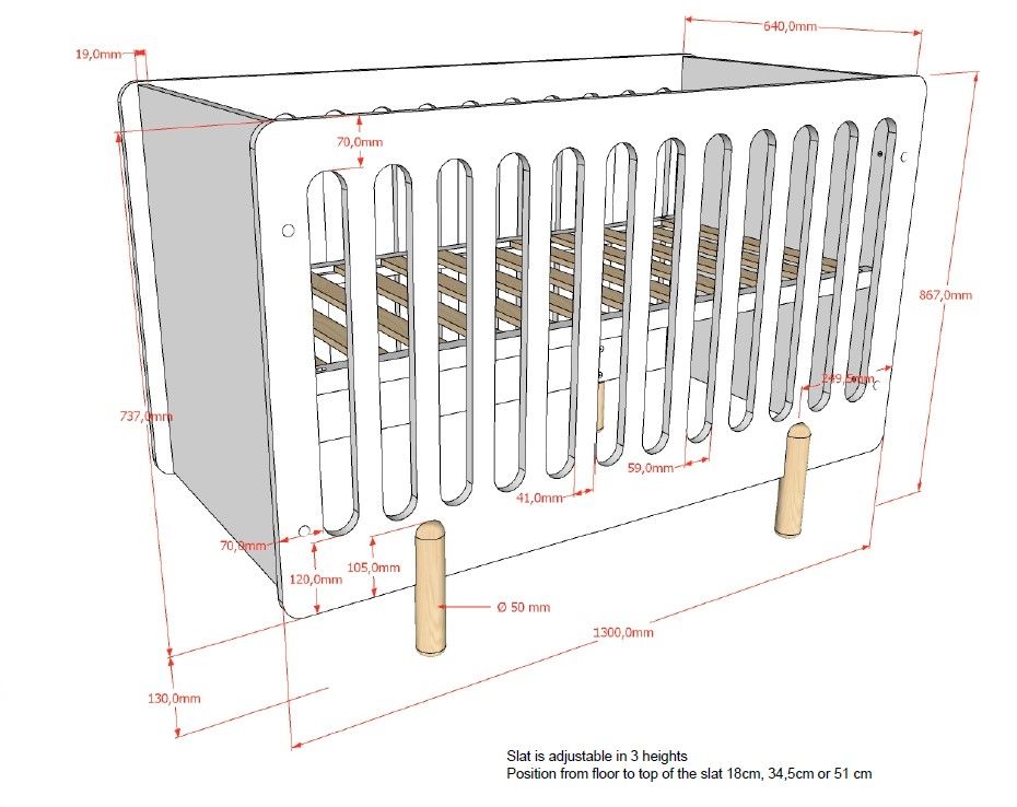VIPACK - Lit Bébé SMILE 60x120cm Blanc