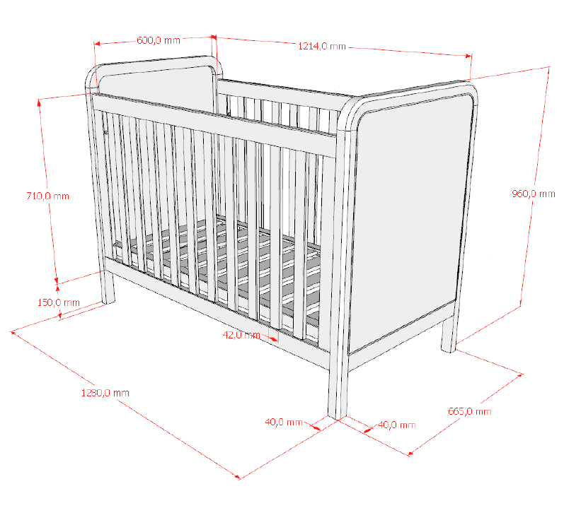 VIPACK-Lit Bébé Woods – 60 x 120 Cm – En Chêne Et Bouclette