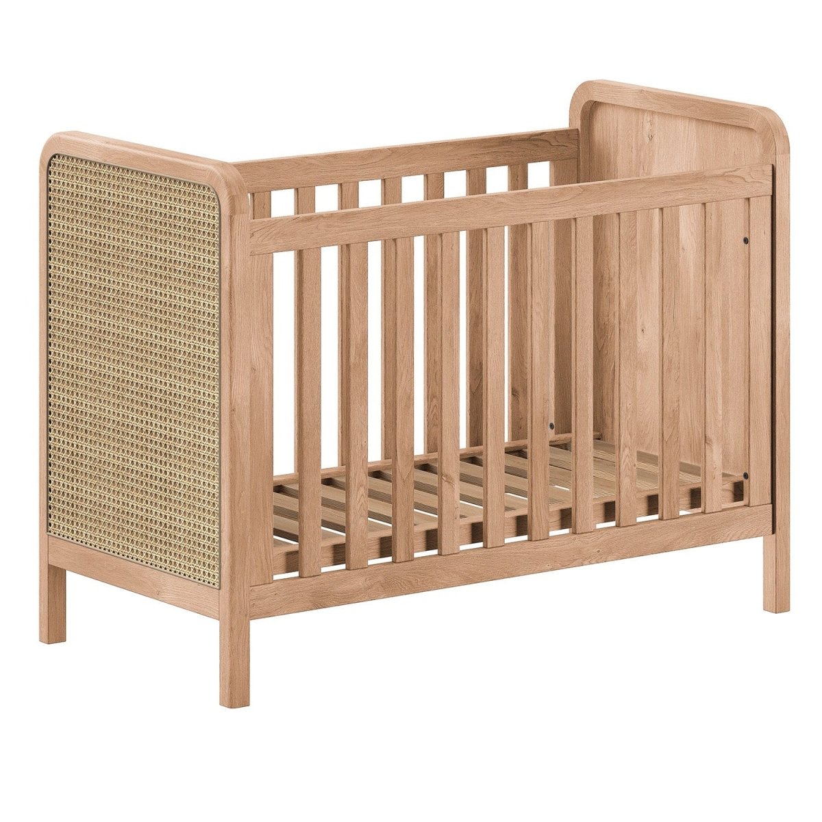 VIPACK-Lit Bébé Woods – 60 x 120 Cm – En Chêne Et Rotin