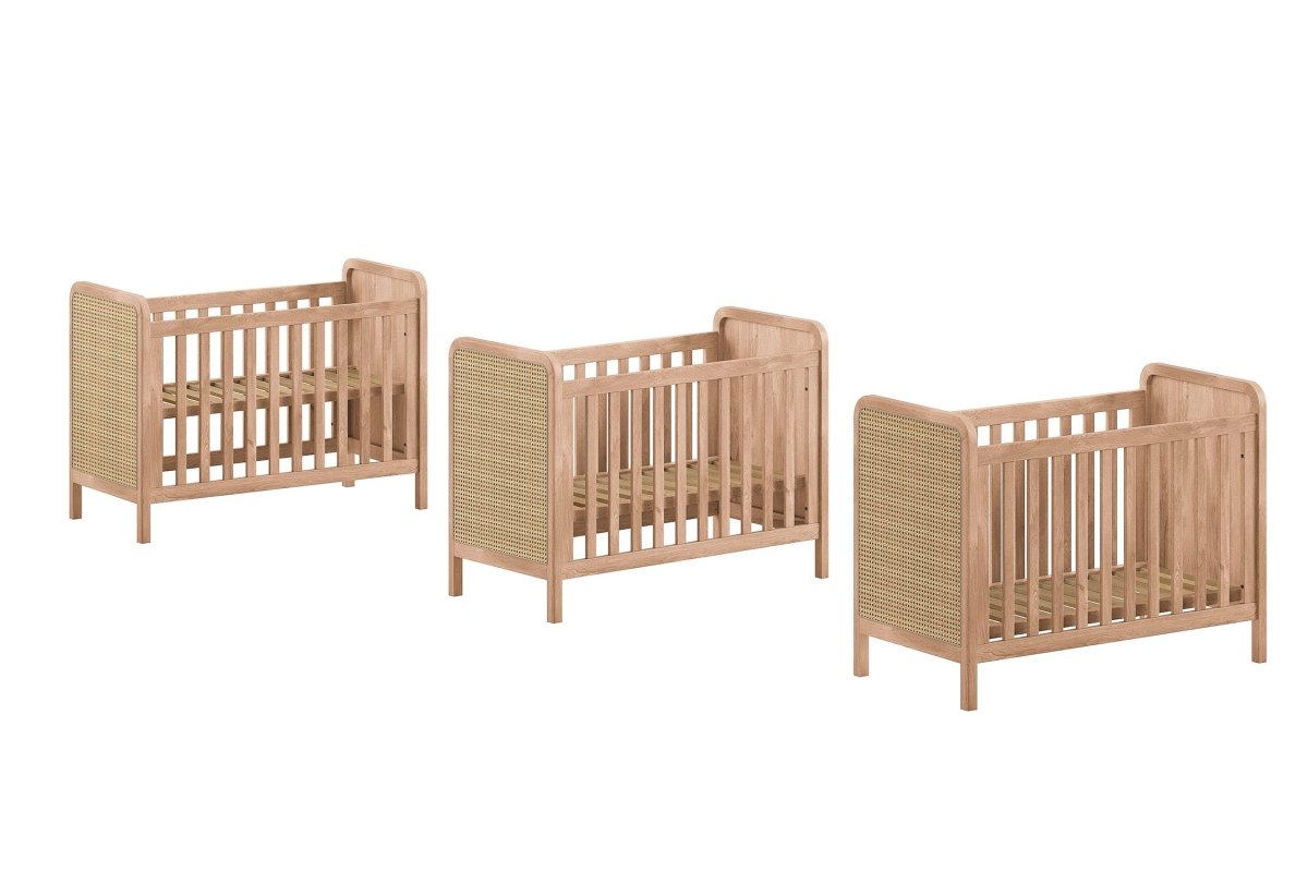 VIPACK-Lit Bébé Woods – 60 x 120 Cm – En Chêne Et Rotin