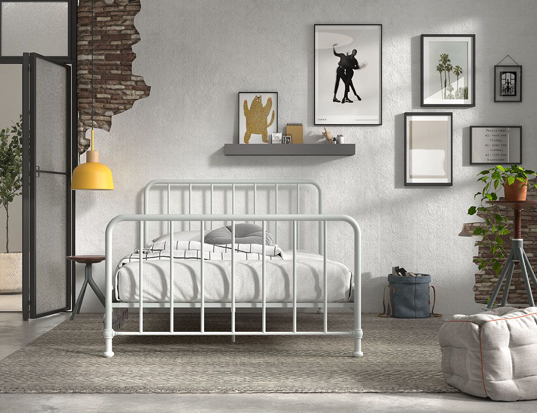 VIPACK-Lit BRONXX 140 X 200 cm Blanc