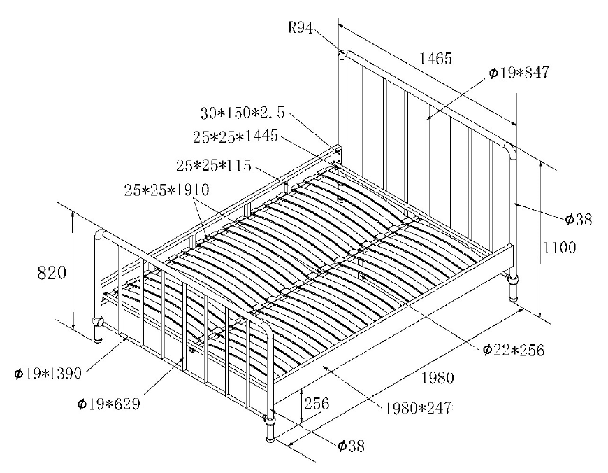 VIPACK - Lit BRONXX 140 X 200 cm Vert