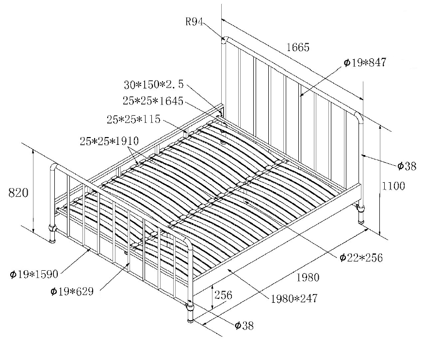VIPACK - Lit BRONXX 160 X 200 cm Vert