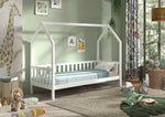 VIPACK - Lit CABANE Avec Grille 90 X 200 cm Blanc