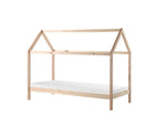 VIPACK - Lit Cabane DALLAS 90x200cm Naturel Avec Matelas