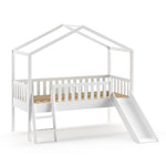 VIPACK - Lit Cabane DALLAS Avec Toboggan 90x200cm Blanc - Les Petits