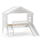 VIPACK - Lit Cabane HOUSEBED Avec Toboggan 90x200cm Blanc