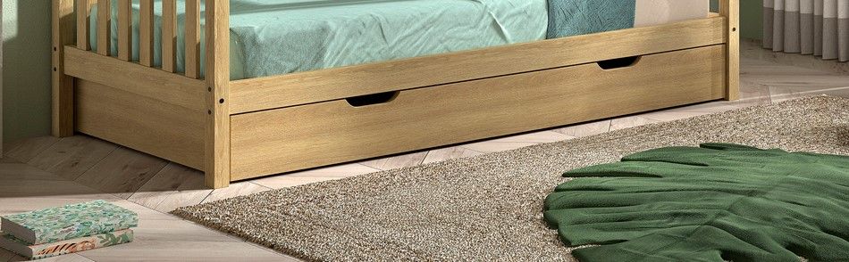 VIPACK - Lit Cabane Nature Avec Grille 90 X 200 cm Chêne