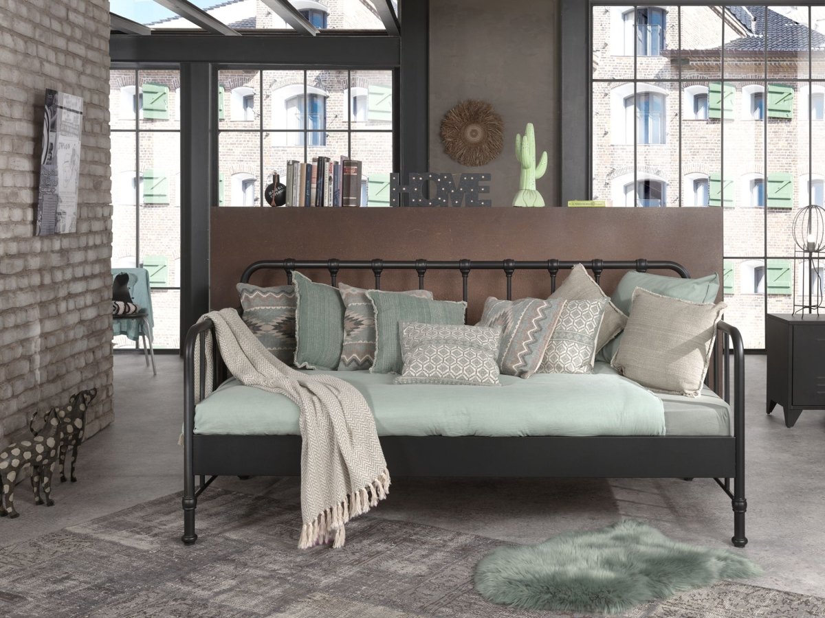 VIPACK - Lit Capitaine BRONXX 90x200cm Noir