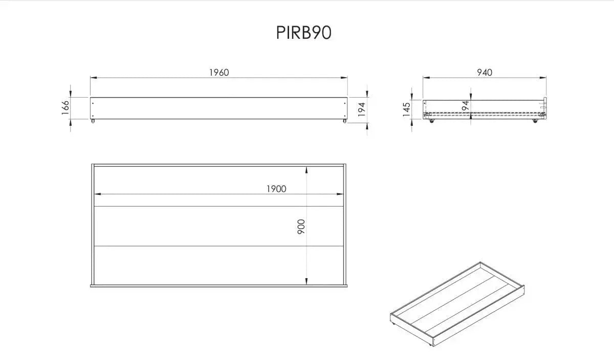 VIPACK - Lit De Famille SCOTT 140 X 200 cm + 90 X 200 cm Blanc