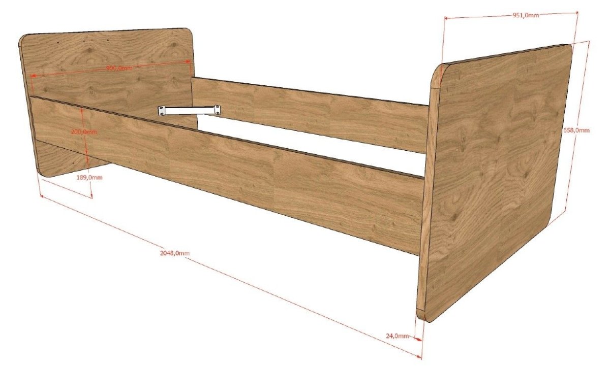 VIPACK - Lit Évolutif SAM 60x120cm + 90x200cm Chêne