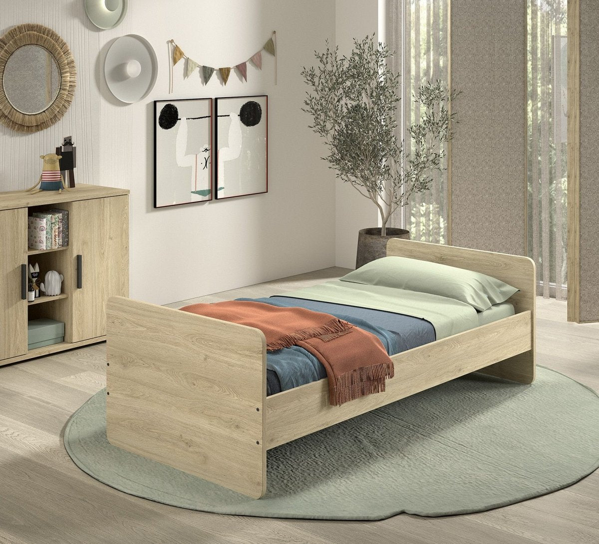 VIPACK - Lit Évolutif SAM 60x120cm + 90x200cm Chêne