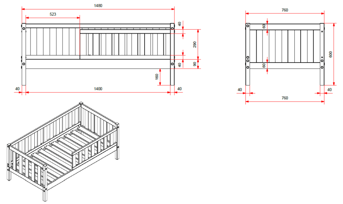 VIPACK - Lit Junior TOD 70x140cm Blanc