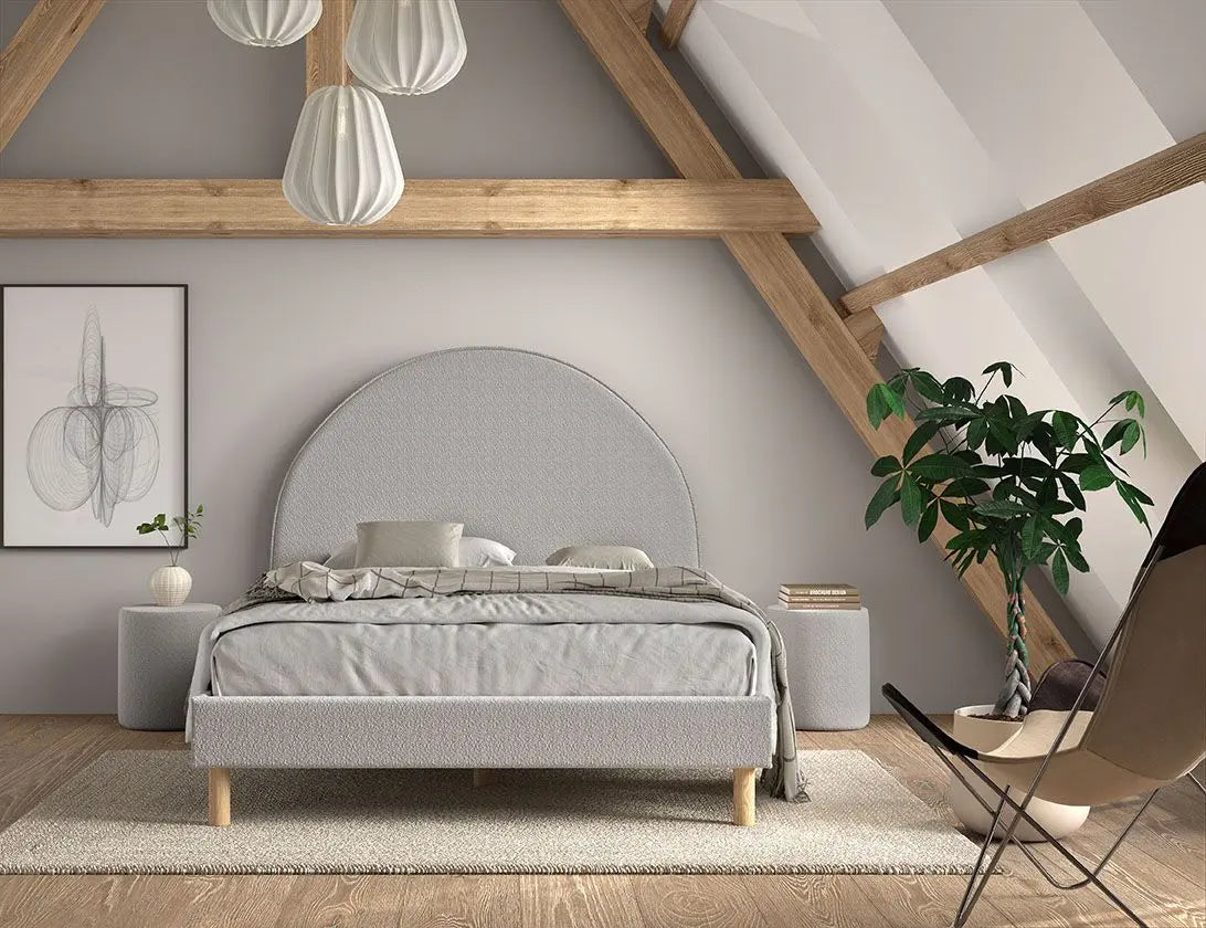 VIPACK - Lit Lune 140 X 200 Cm Gris Boucle