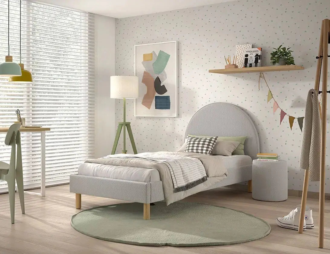 VIPACK - Lit Lune 140 X 200 Cm Gris Boucle