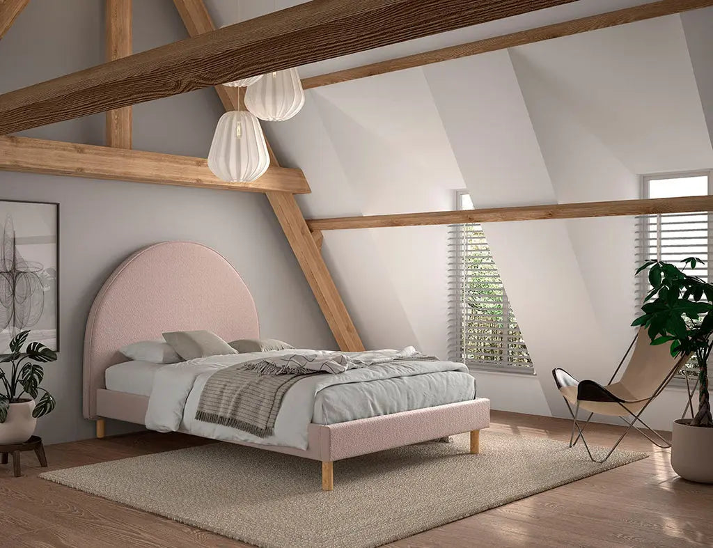 Lit Lune 140 X 200 Cm Rose Boucle VIPACK