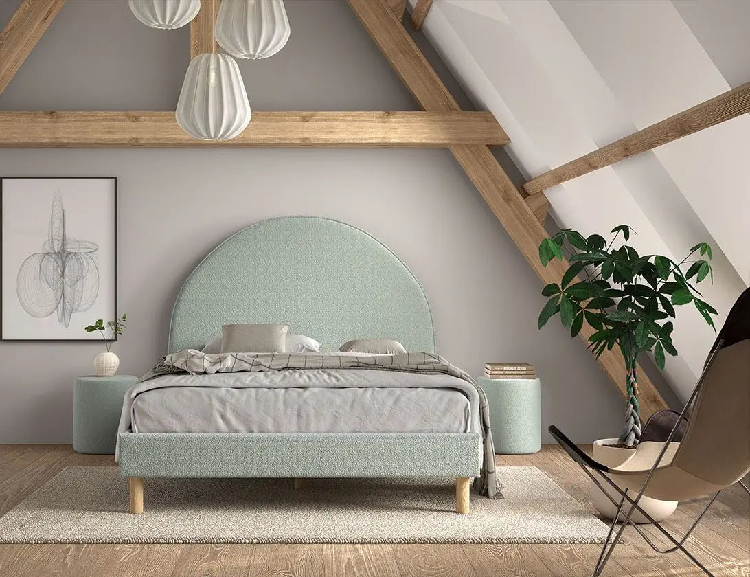 VIPACK - Lit Lune 140 X 200 Cm Vert Boucle