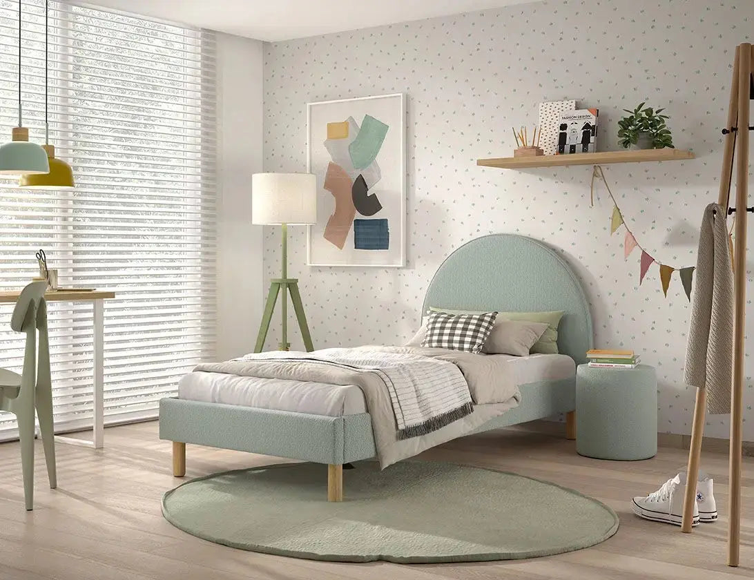 VIPACK - Lit Lune 140 X 200 Cm Vert Boucle